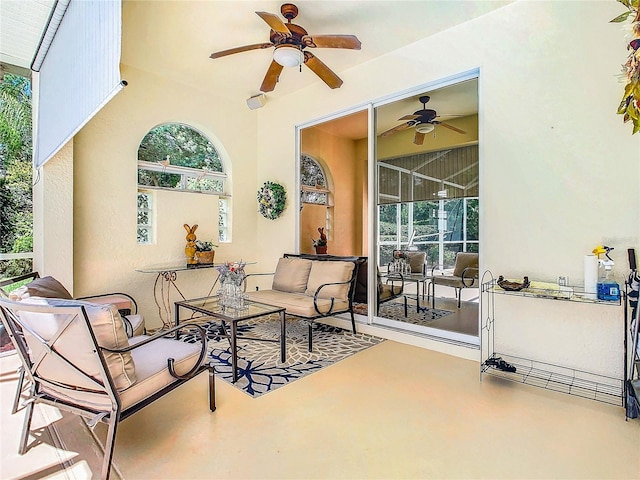 view of patio / terrace featuring ceiling fan