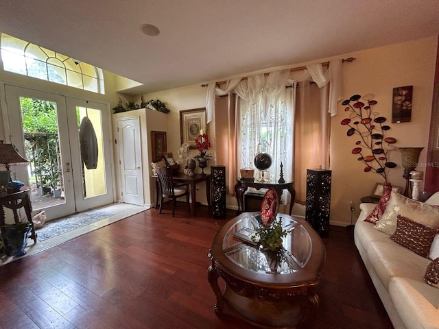 living room featuring dark hardwood / wood-style flooring