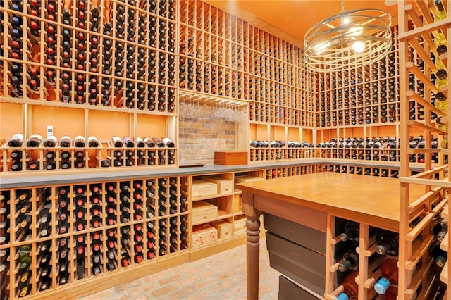 wine cellar with brick floor