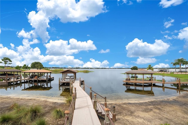 view of dock featuring a water view