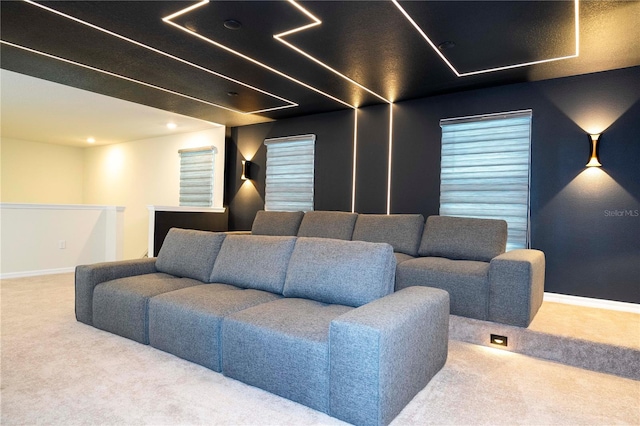 cinema room with carpet