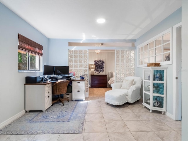 office featuring light tile patterned floors