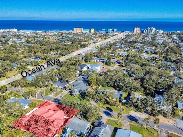 bird's eye view featuring a water view