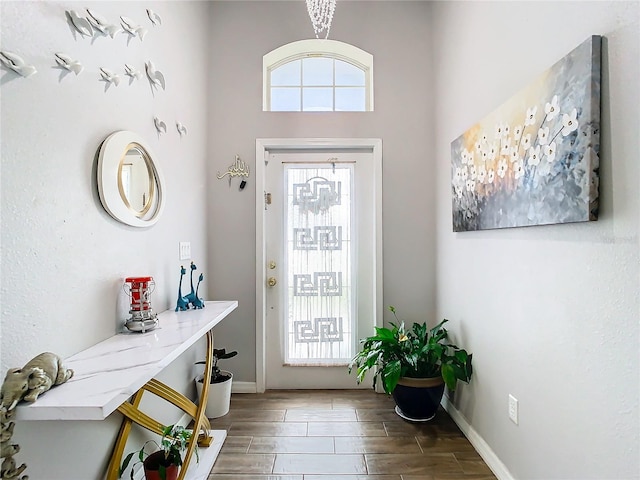 foyer entrance featuring dark hardwood / wood-style floors