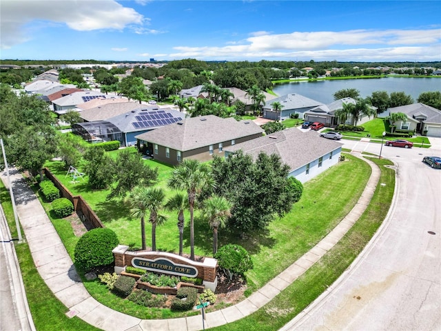 bird's eye view featuring a water view