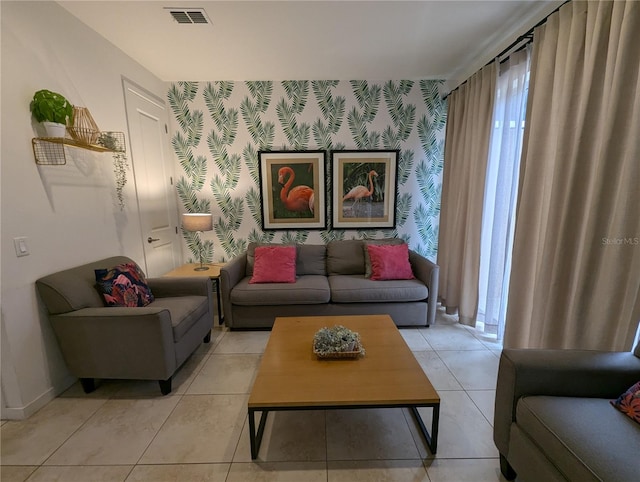 view of tiled living room