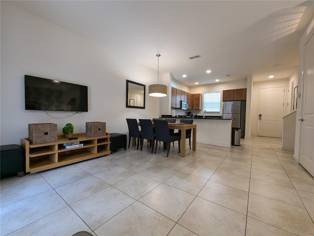 view of tiled dining room