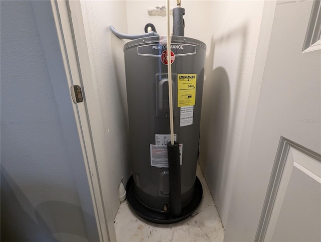 utility room featuring electric water heater