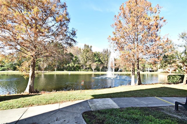 view of yard with a water view