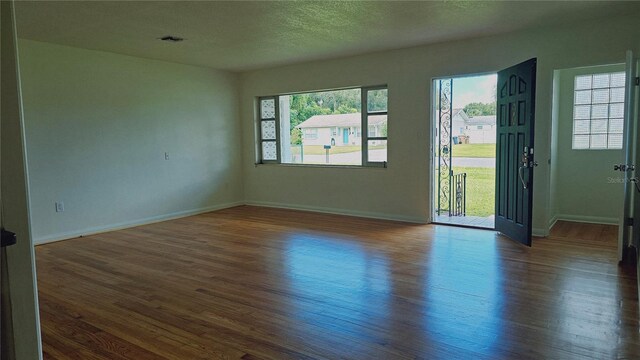 spare room with dark hardwood / wood-style floors