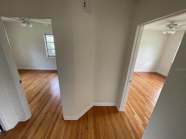 hall featuring light wood-type flooring