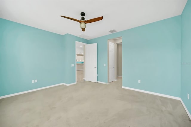 unfurnished bedroom with carpet flooring and ceiling fan