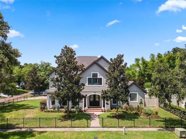 view of front of house with a front lawn