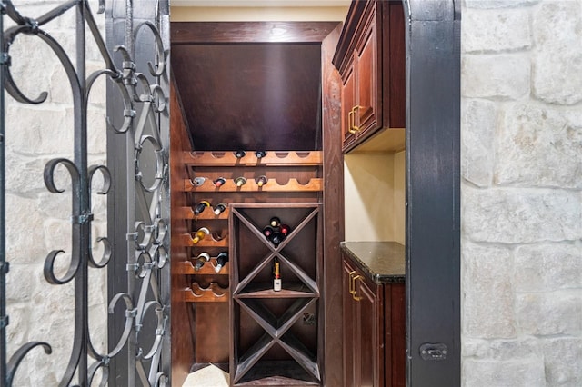 view of wine cellar