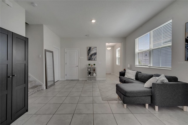 view of tiled living room