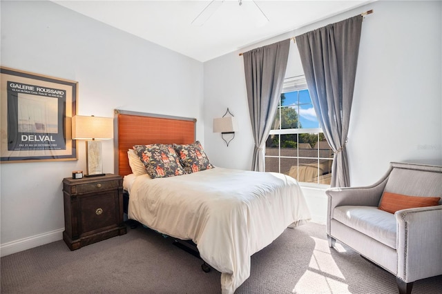 bedroom with carpet flooring and ceiling fan