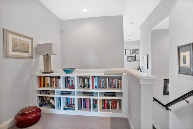 sitting room with carpet flooring