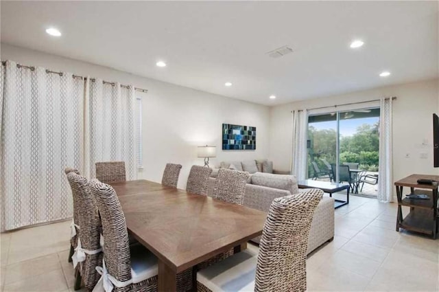 dining room with light tile patterned floors