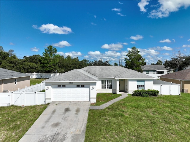 10255 Norwick St, Spring Hill, FL 34608 - ranch-style house with a front yard, a gate, a garage, and driveway