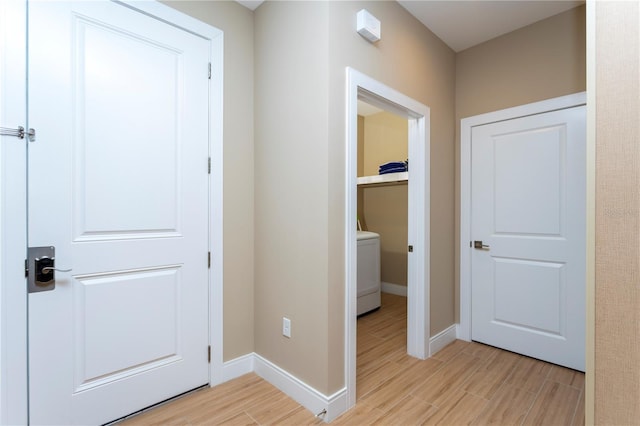 hall featuring light hardwood / wood-style flooring