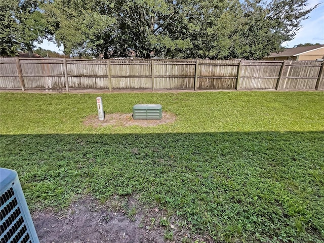 view of yard with a fenced backyard