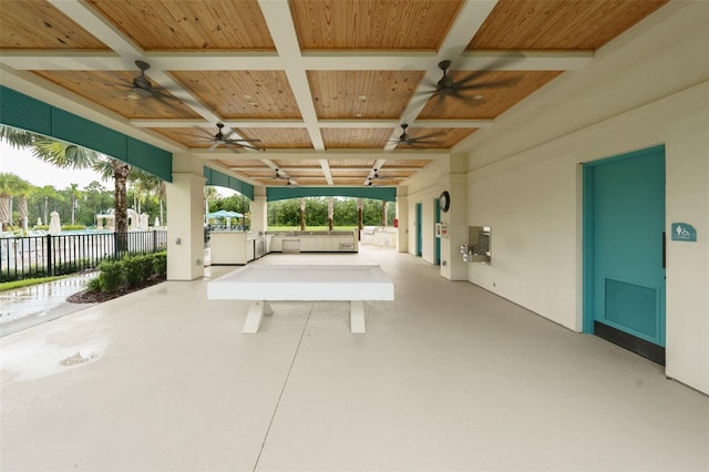 view of patio / terrace featuring ceiling fan