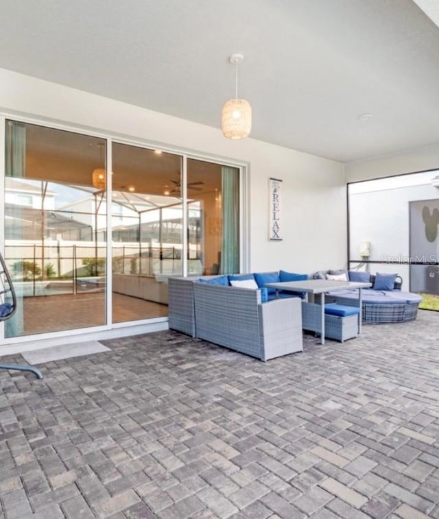 view of patio with an outdoor hangout area