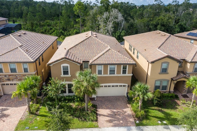 aerial view with a wooded view