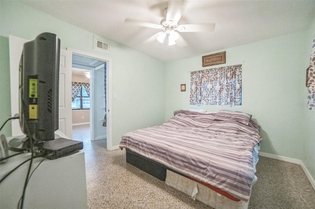 bedroom featuring ceiling fan