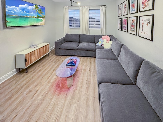 living room featuring light hardwood / wood-style flooring