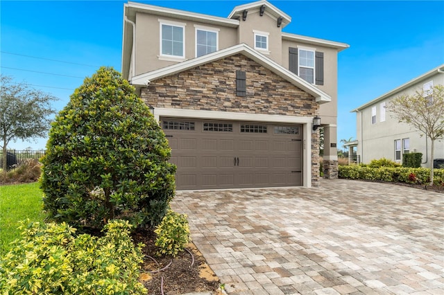 exterior space with a garage