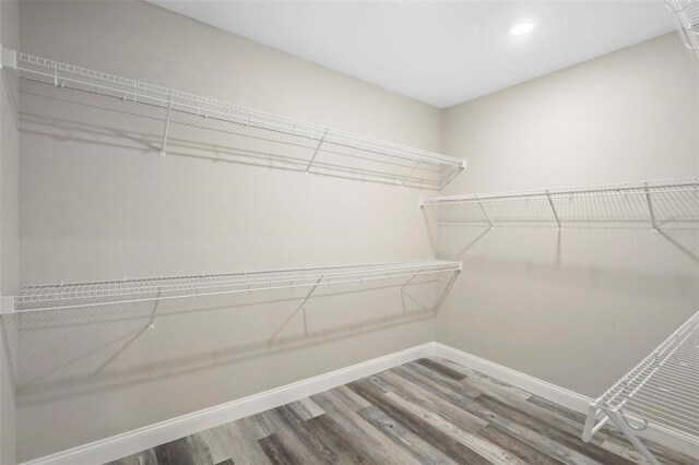 walk in closet featuring hardwood / wood-style flooring