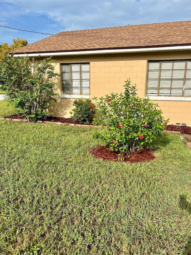 view of home's exterior with a yard