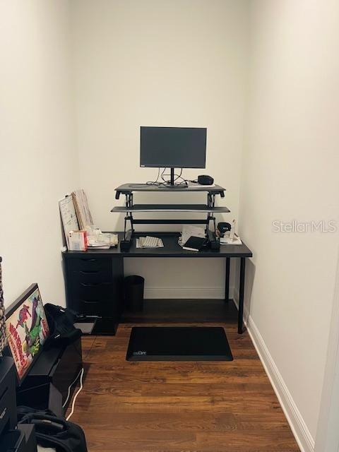 office area featuring dark hardwood / wood-style floors