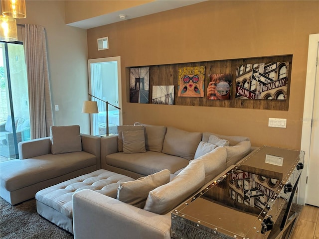 living room with wood-type flooring