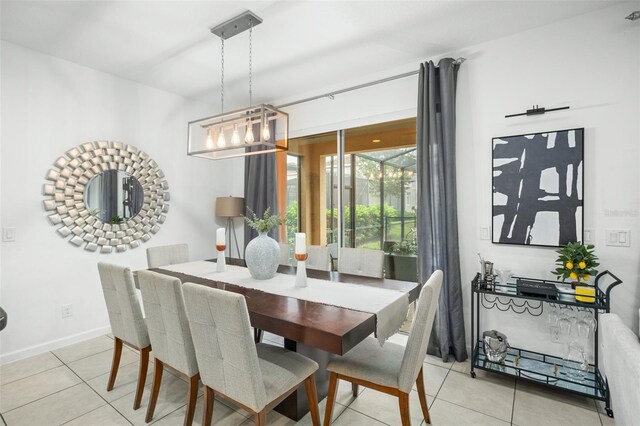 dining room with light tile patterned floors