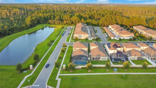 10472 Petrillo Way, Winter Garden, FL 34787 - aerial view featuring a residential view, a wooded view, and a water view