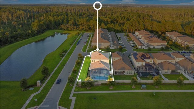 10472 Petrillo Way, Winter Garden, FL 34787 - drone / aerial view featuring a residential view, a view of trees, and a water view