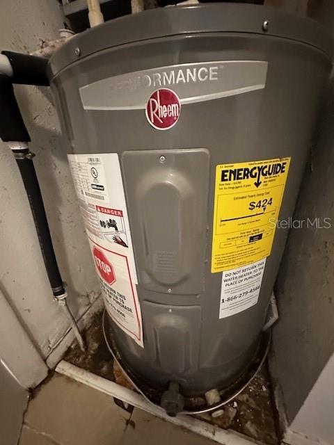 utility room with water heater