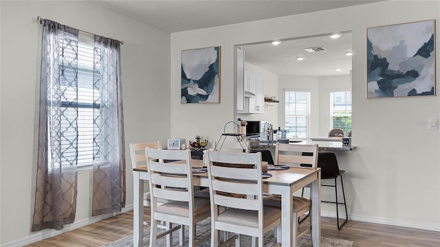 dining area featuring light hardwood / wood-style floors