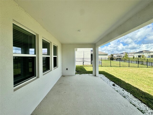 view of patio / terrace featuring a water view