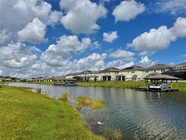 property view of water featuring a gazebo