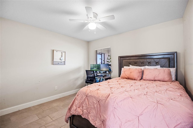 bedroom featuring ceiling fan and light hardwood / wood-style floors