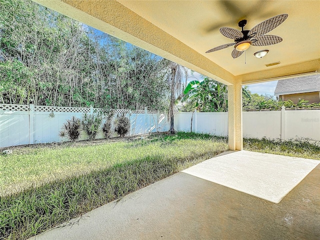 view of patio with ceiling fan