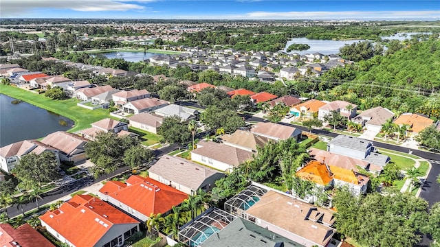 bird's eye view featuring a water view