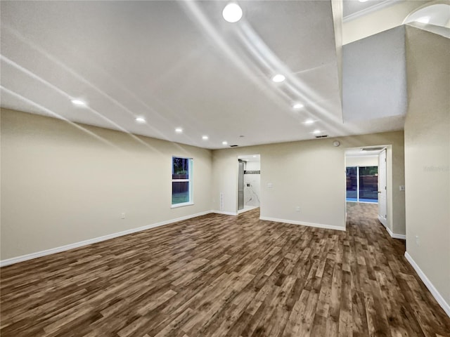 interior space with dark hardwood / wood-style flooring