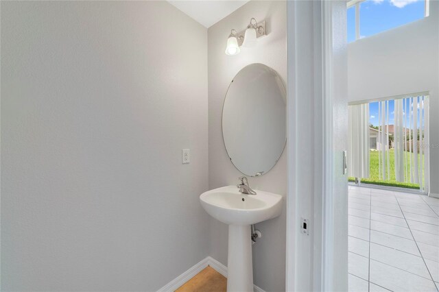 bathroom with tile patterned flooring