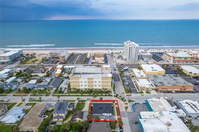 701 N Grandview Ave, Daytona Beach, FL 32118 - aerial view of property's location with property parcel outlined and unending shoreline