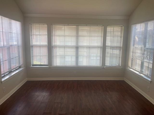 unfurnished sunroom with vaulted ceiling