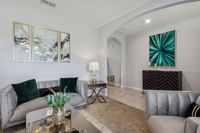 view of tiled living room